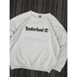 Timberland Sweatshirt Mens‎ Large White Pullover Vtg 90s Spell Out Crewneck